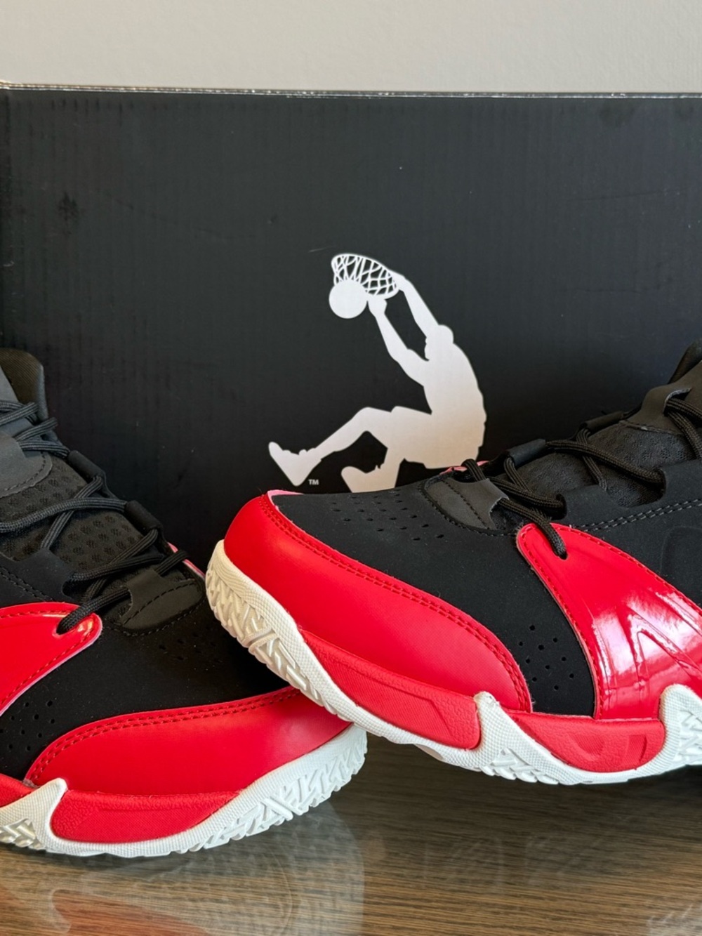 Kids Black and Red High-Top Basketball Sneakers